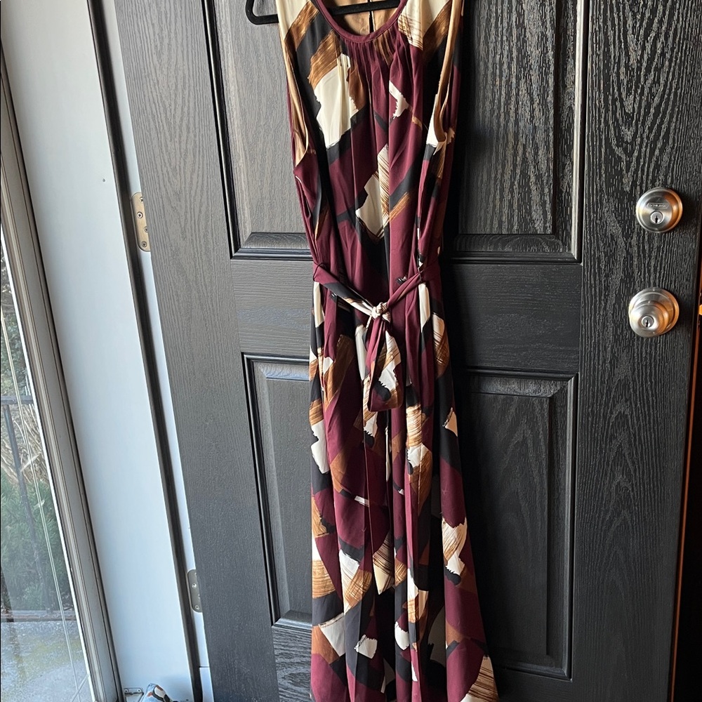 Banana Republic Burgundy and Cream Maxi Dress
